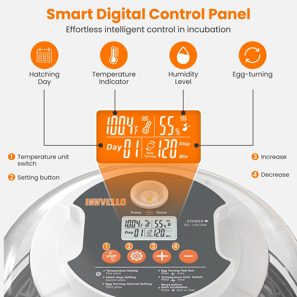 Innvello interchangeable trays for chicken and larger eggs for flexible hatching