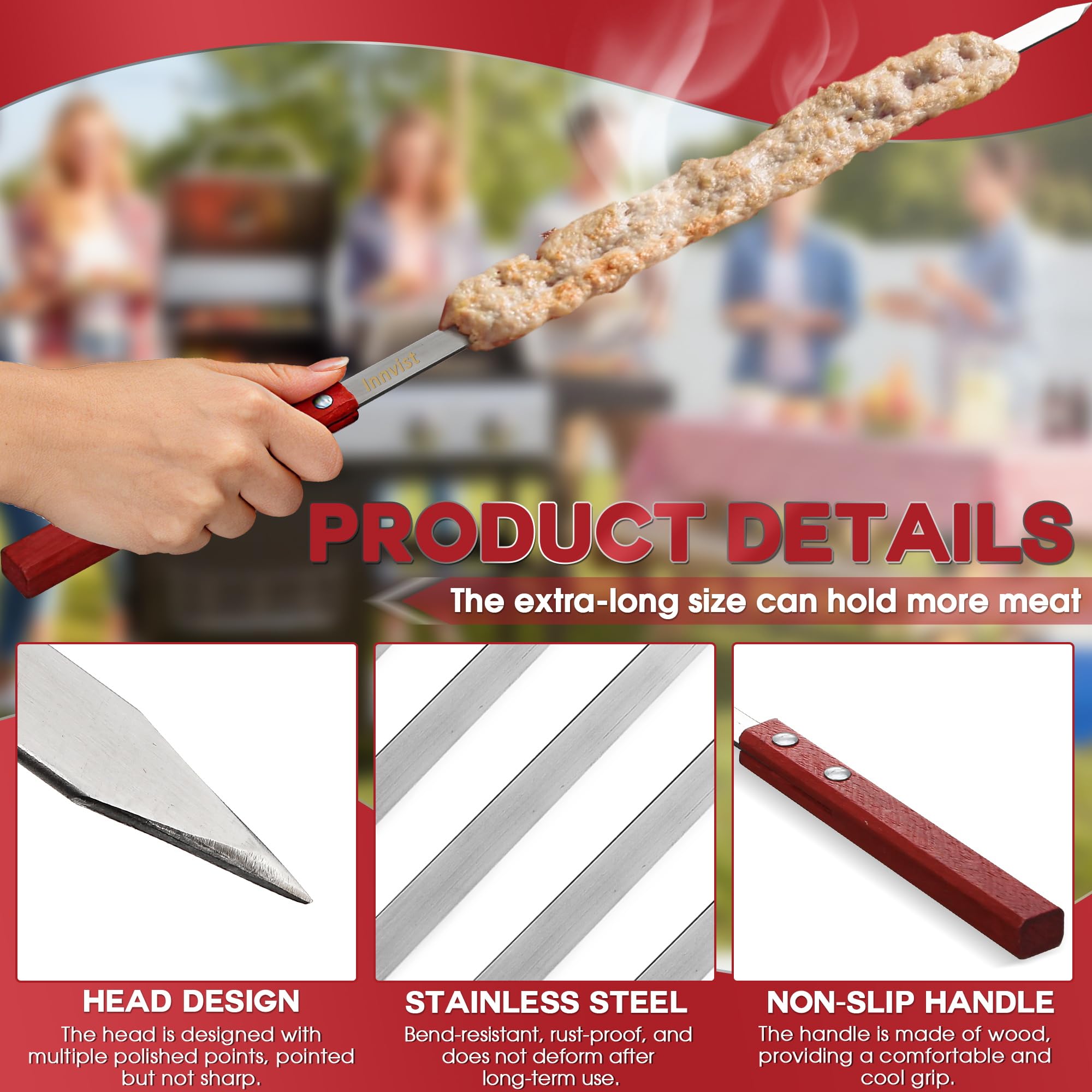 Innvist hardwood handle detail offering secure, cool grip for safer handling