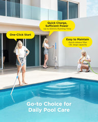 InoKraft vacuum in use on an above ground pool cleaning leaves efficiently benefit