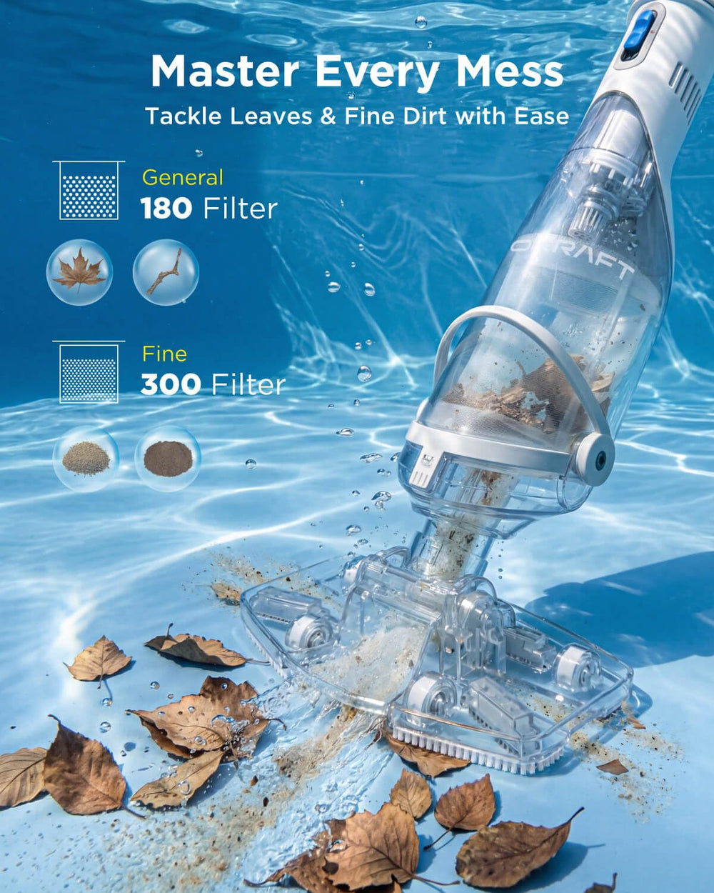 InoKraft vacuum cleaning pool steps for precise spot removal