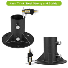 Insaga with post inserted and set screws tightened providing stable, wobble-free hold