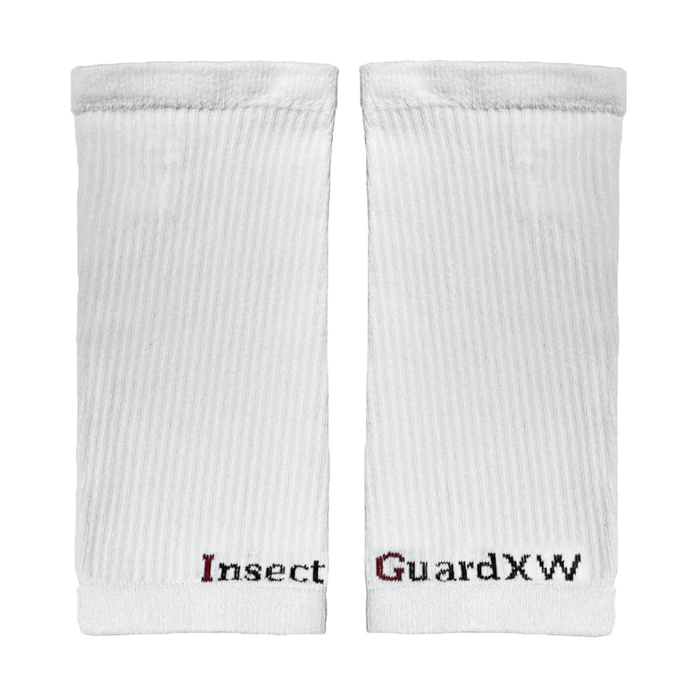 InsectGuard front view of white gaiters showing full 10-inch coverage and quick wear benefit