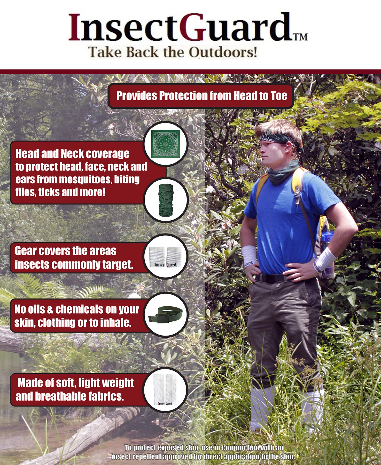 InsectGuard gaiters folded inside a pack showing compact storage and travel convenience