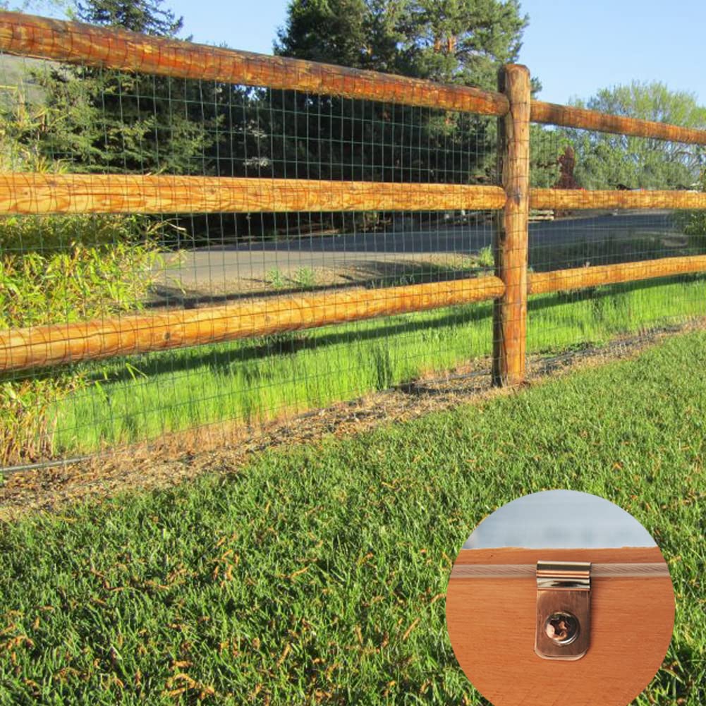 Inslat clip secured to a wooden post keeping welded wire tight and stable
