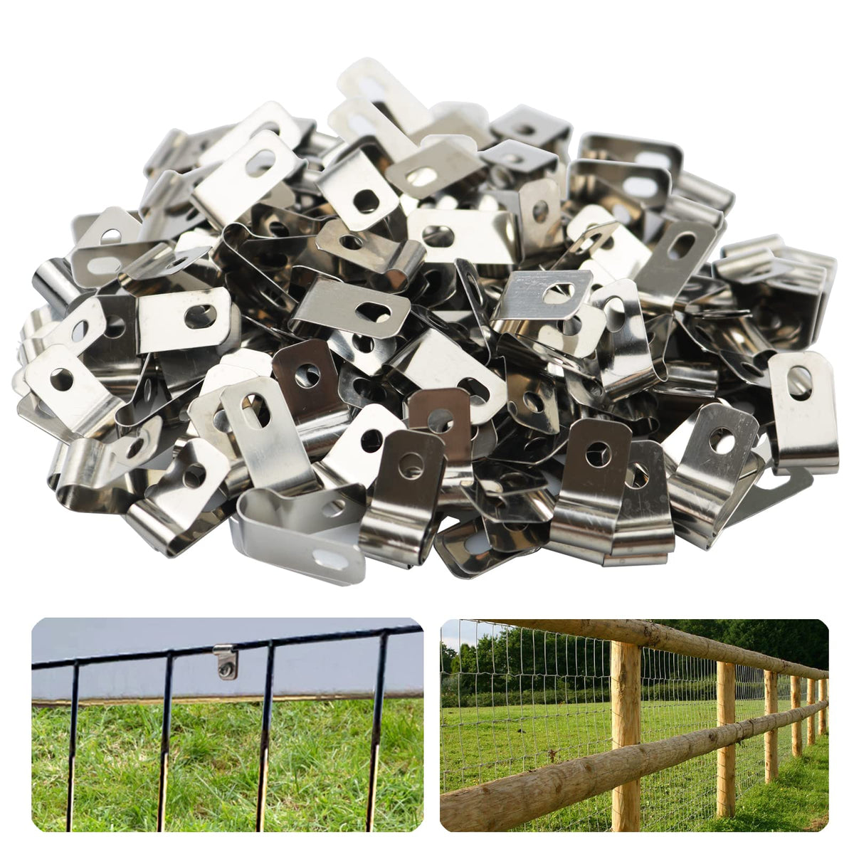 Inslat front packaging showing 500 stainless steel wire clamps for bulk projects