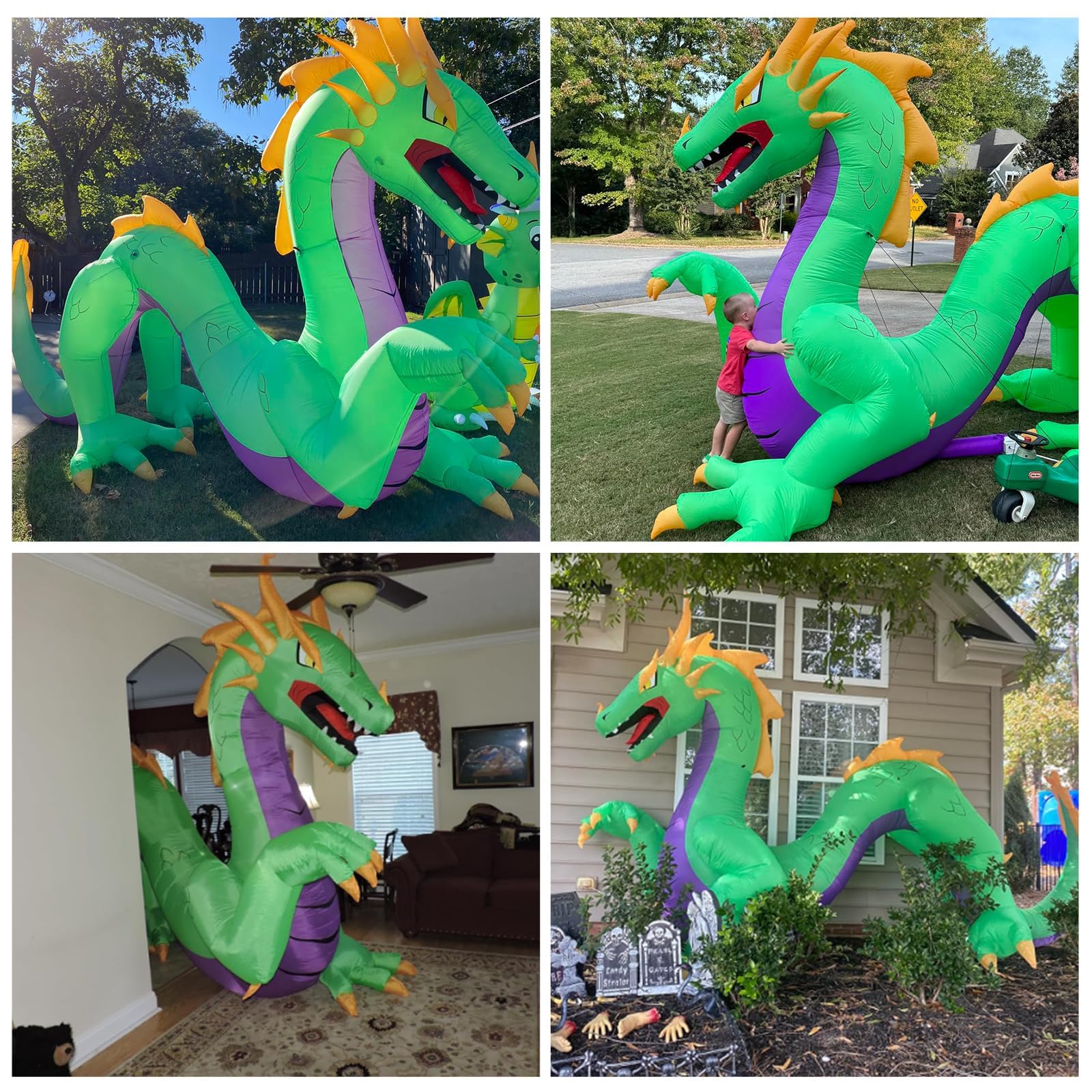 inslife dragon anchored on lawn with stakes and ropes for wind stability
