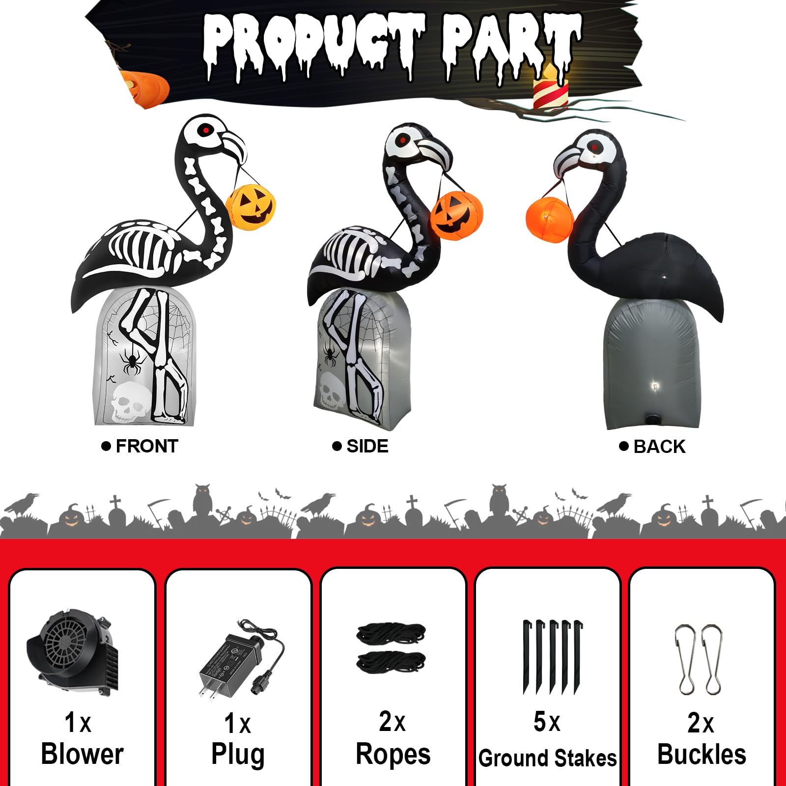 inslife flamingo skeleton closeup of 210T waterproof polyester texture and durability