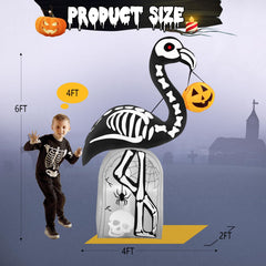 inslife flamingo skeleton lit at night with LEDs creating a spooky glow