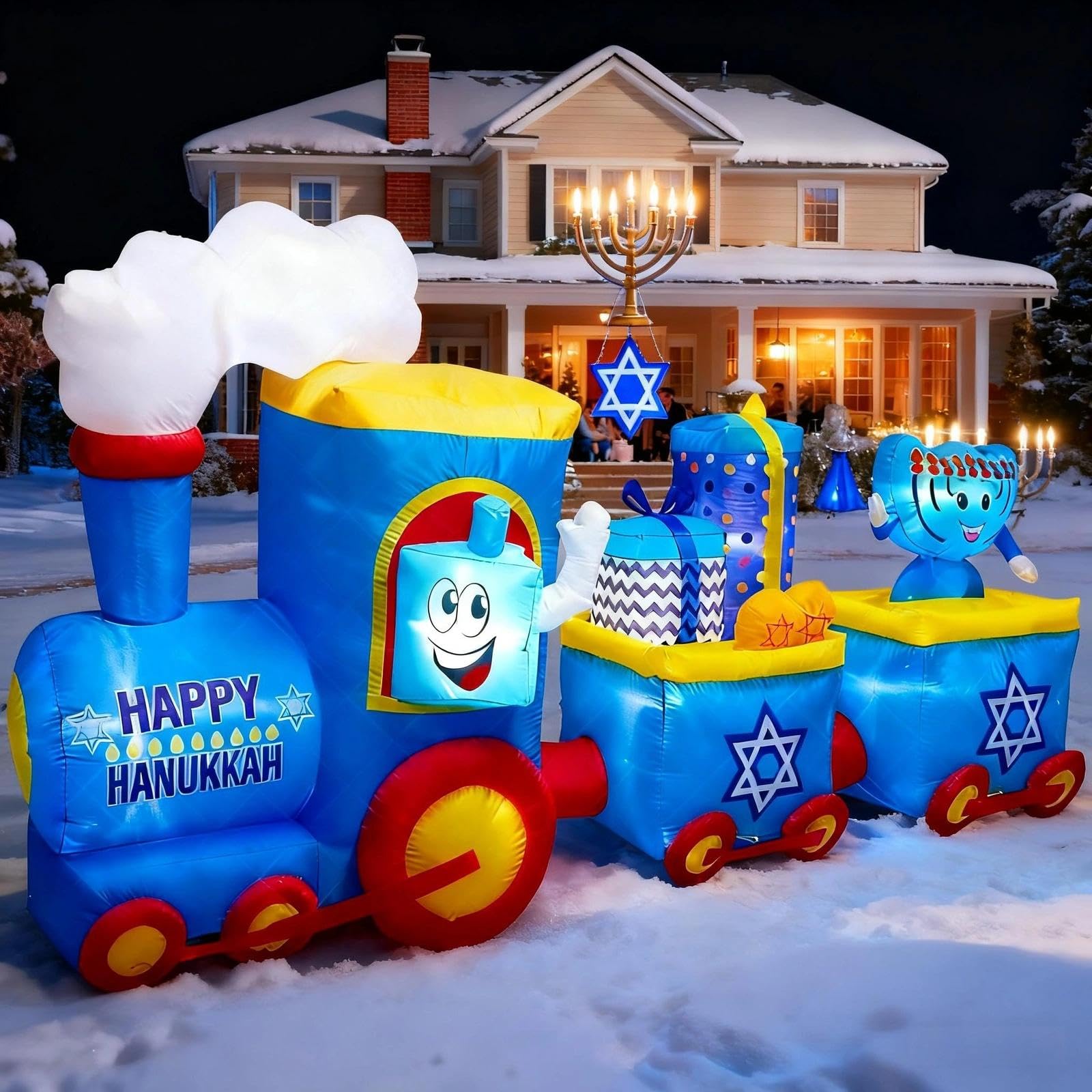 inslife front view of full train menorah showing festive presence and easy setup
