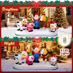 inslife closeup of Santa with horse cow pig sheep highlighting lifelike farm scene