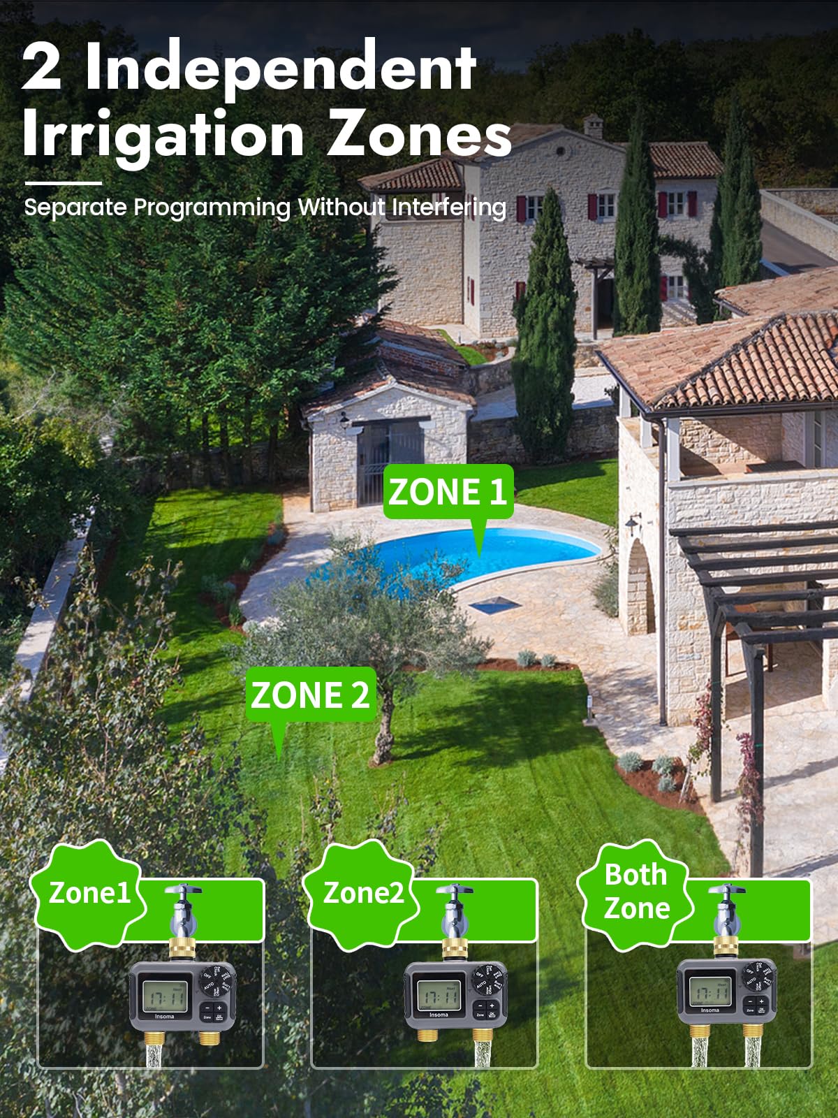 Insoma brass inlet and outlet close-up showing durable fittings for longevity