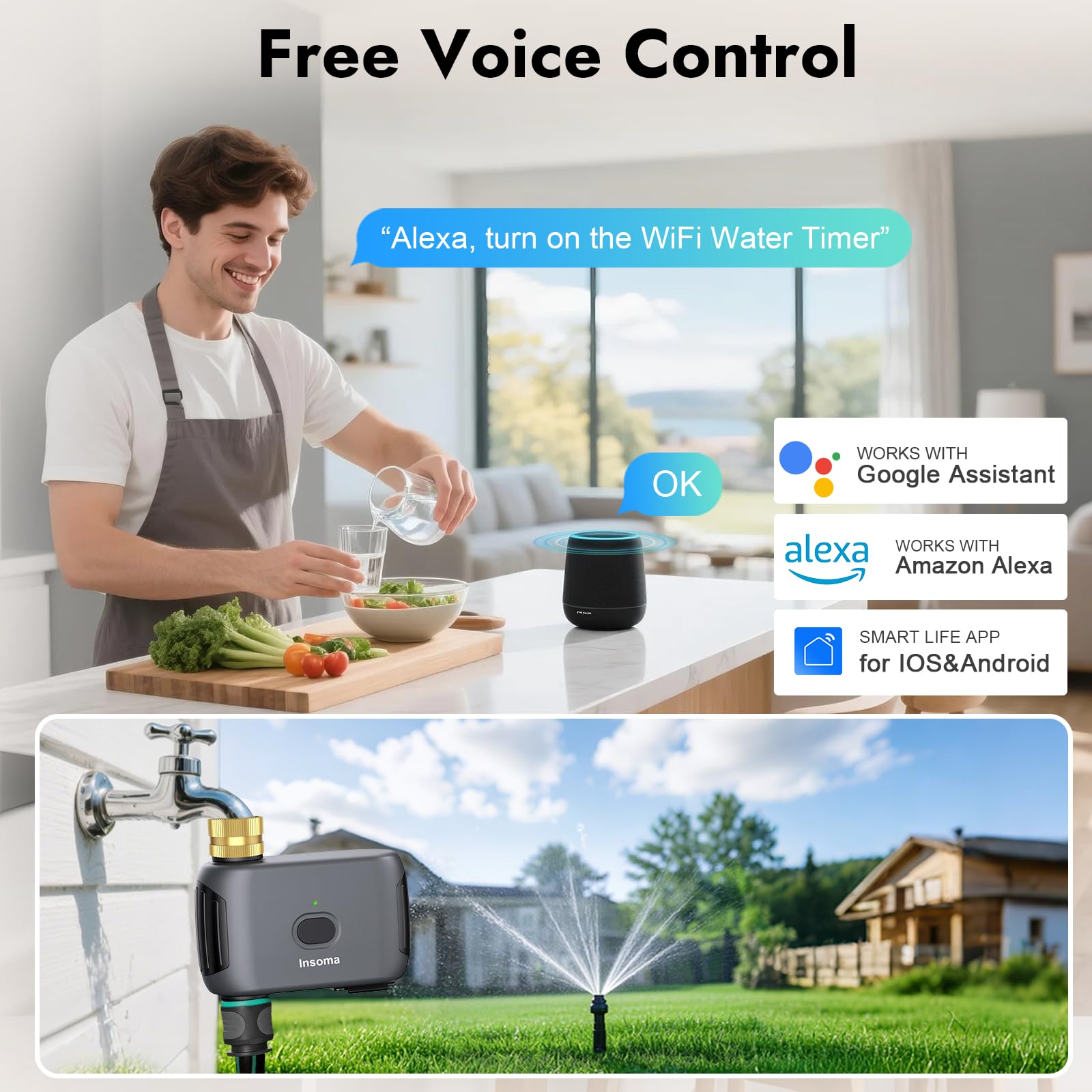 Insoma control panel detail enabling quick manual watering