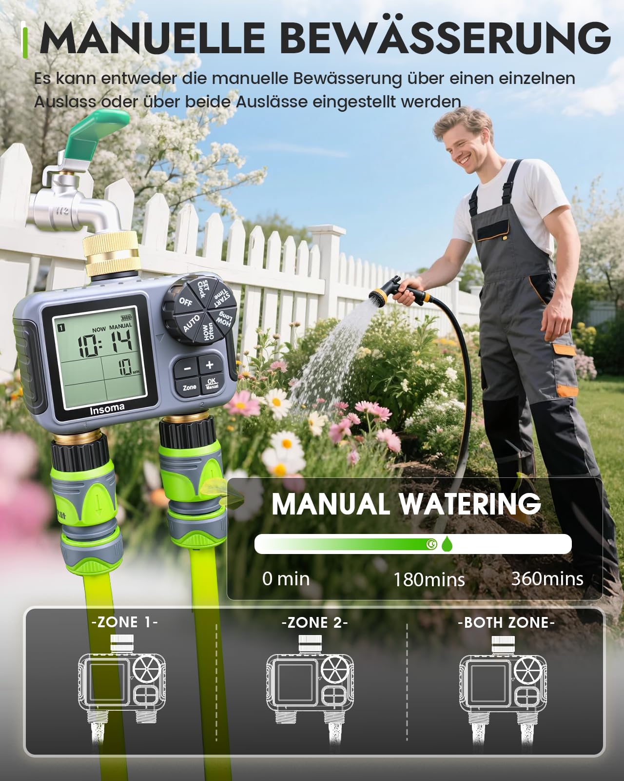 Insoma dual outlets showing independent zone control convenience