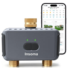 Insoma front panel showing brass inlet and outlet, durable leak-resistant connection
