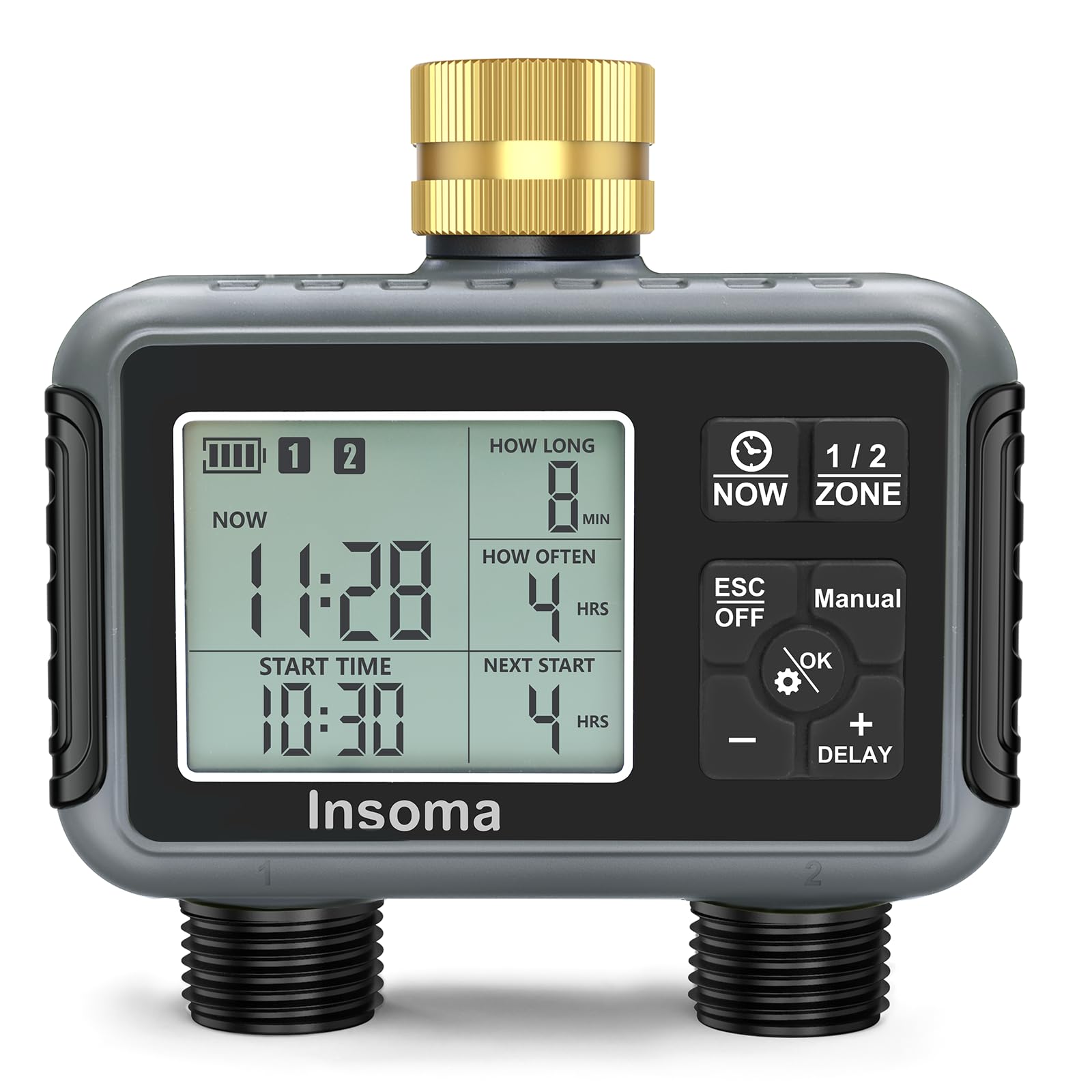 Insoma front panel with brass inlet showing clear controls and durable build
