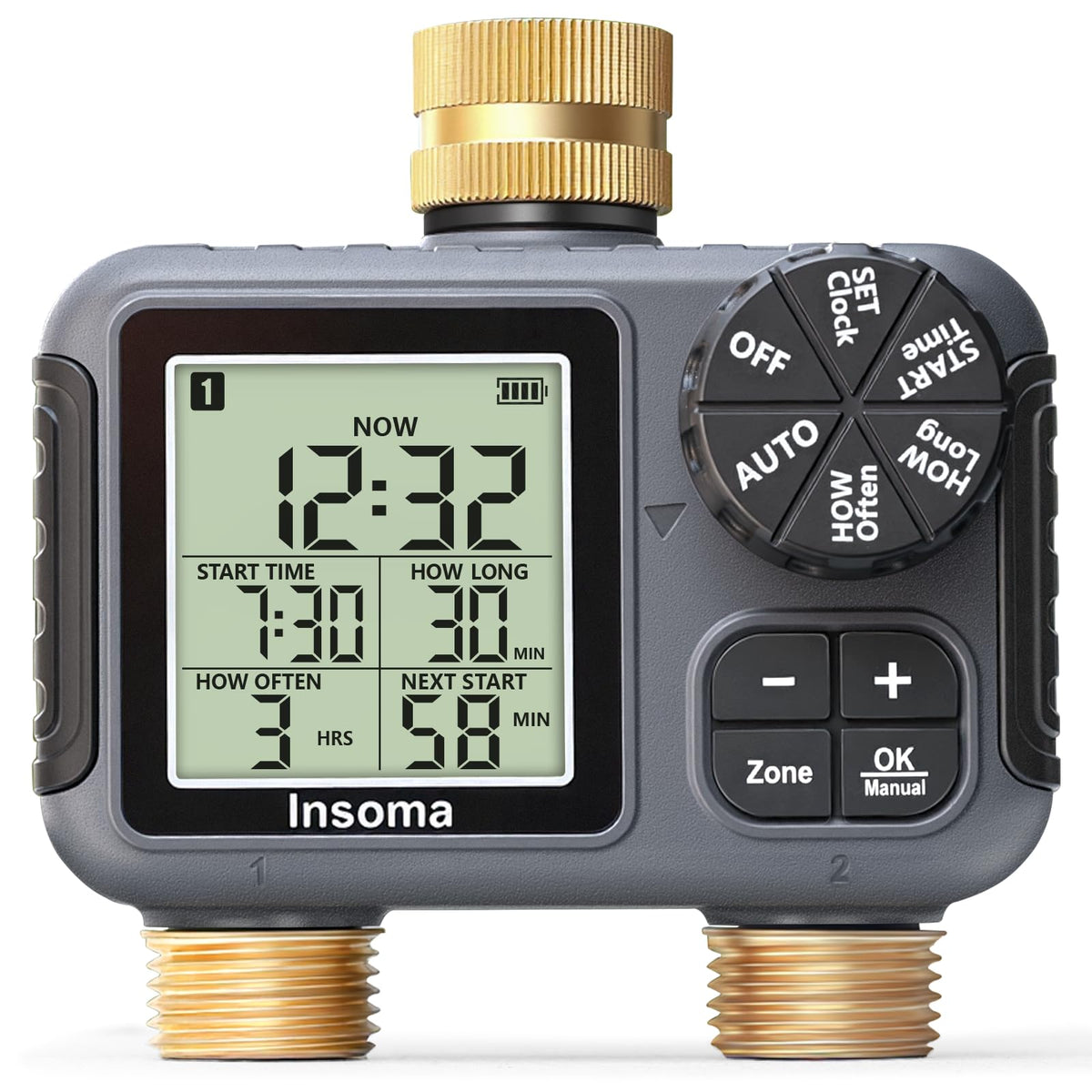 Insoma front panel with large LCD showing clear scheduling benefits