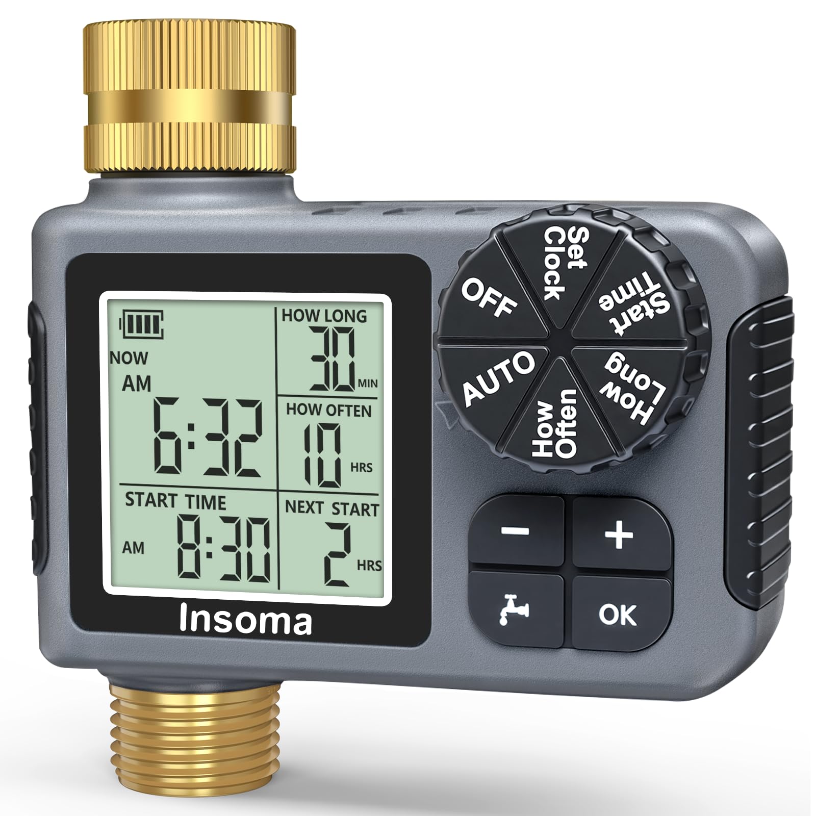 Insoma front panel and large LCD showing easy programming benefit