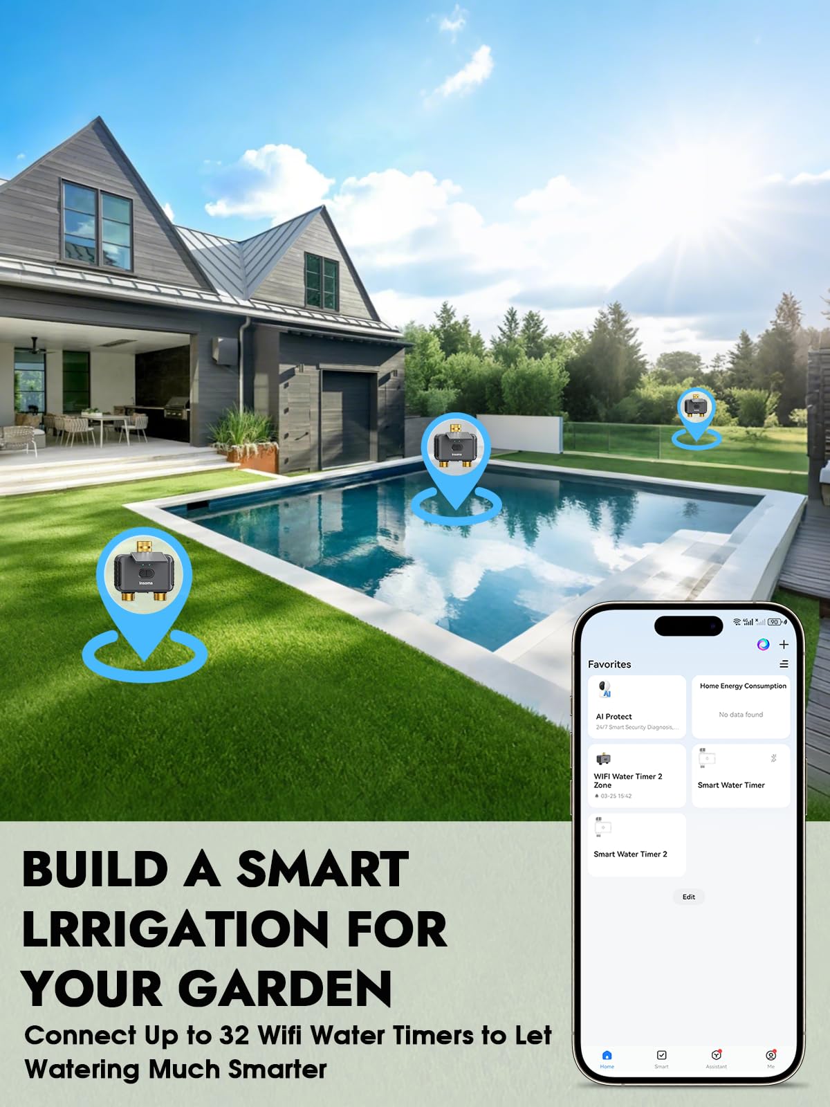 Insoma garden lifestyle installed by bed enabling automated irrigation while away