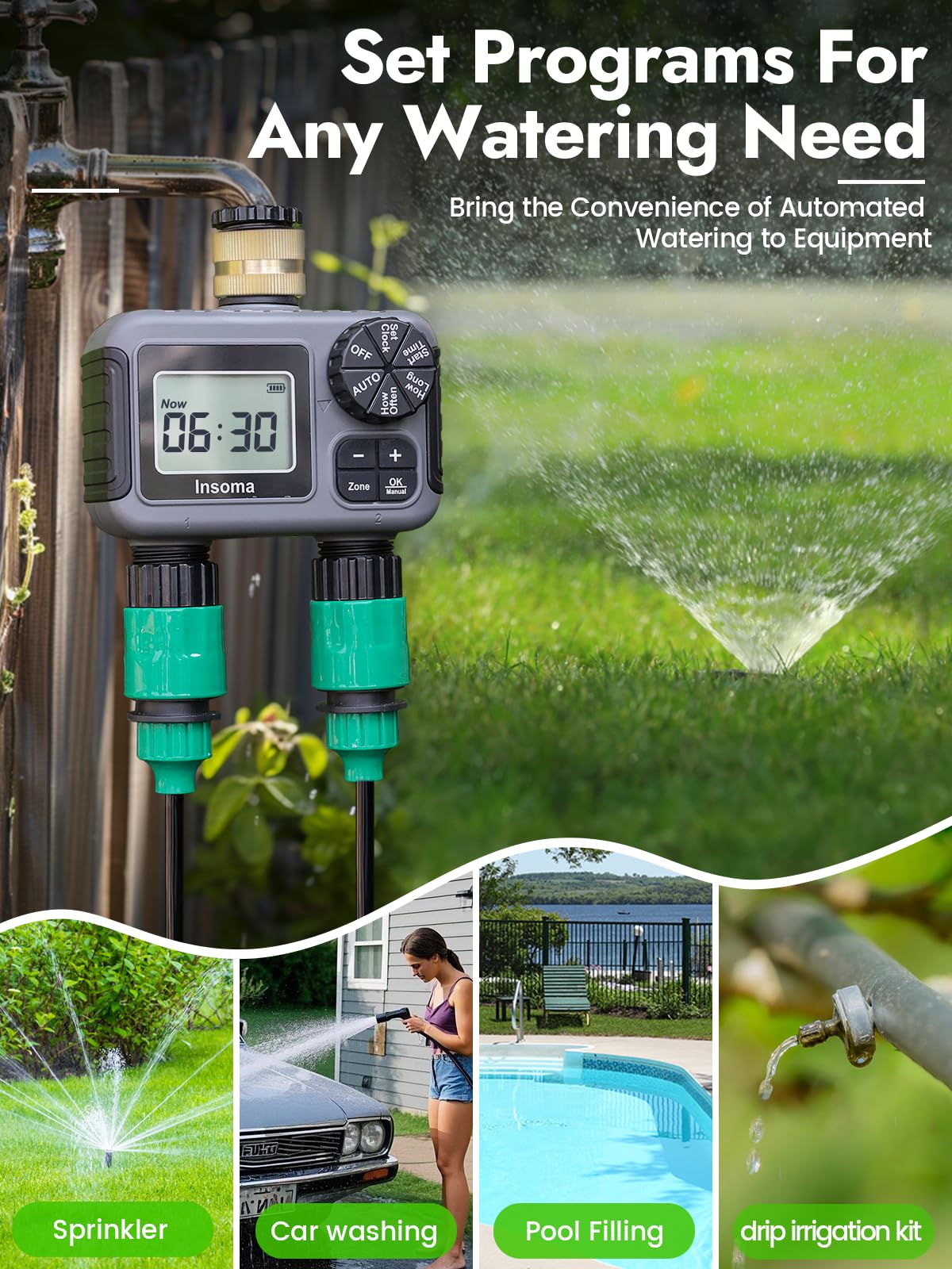 Insoma lifestyle garden irrigation pictured watering lawn to save water