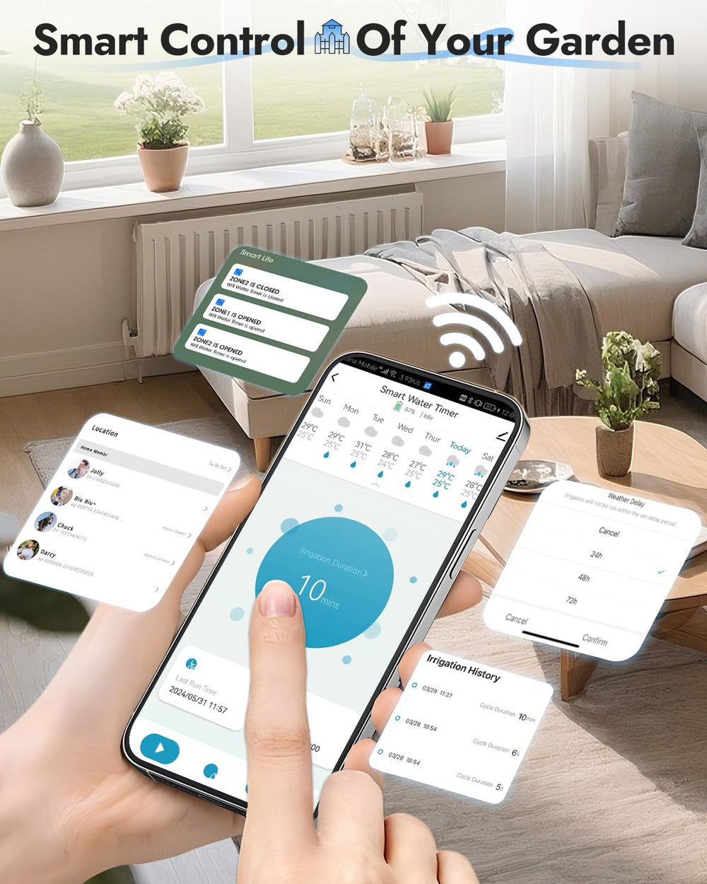 Insoma lifestyle patio and lawn setup showing smart watering convenience for homeowners