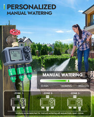 Insoma mounted on garden hose watering plants for convenient automation