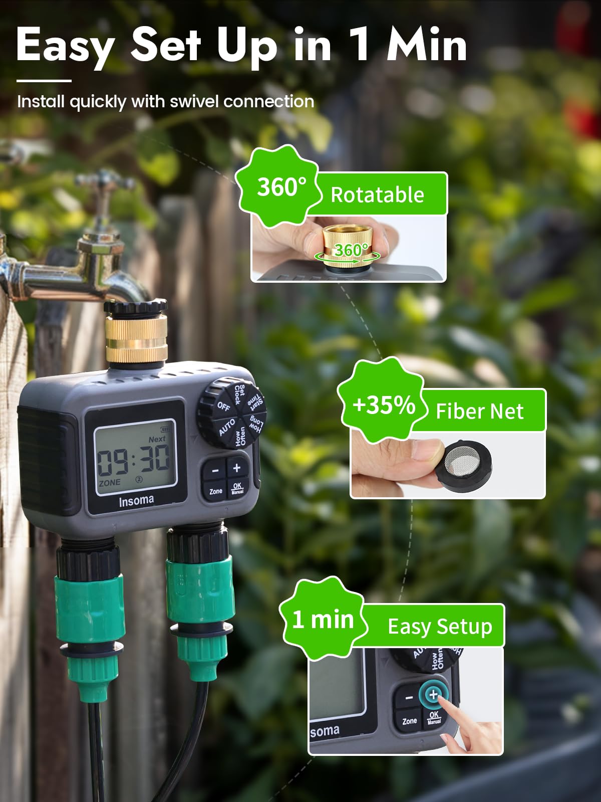 Insoma triple-seal battery cover indicating moisture protection and reliability