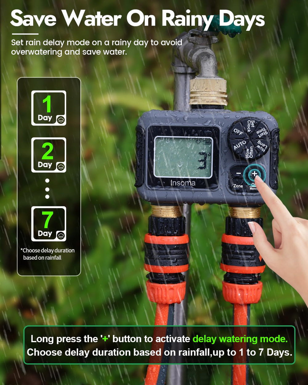Insoma battery compartment with seal illustrating moisture protection outdoors