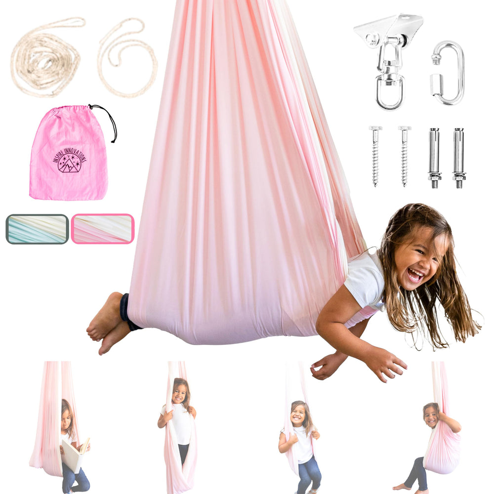 Inspire Innovations front view of swing showing cozy entrance and calming colors