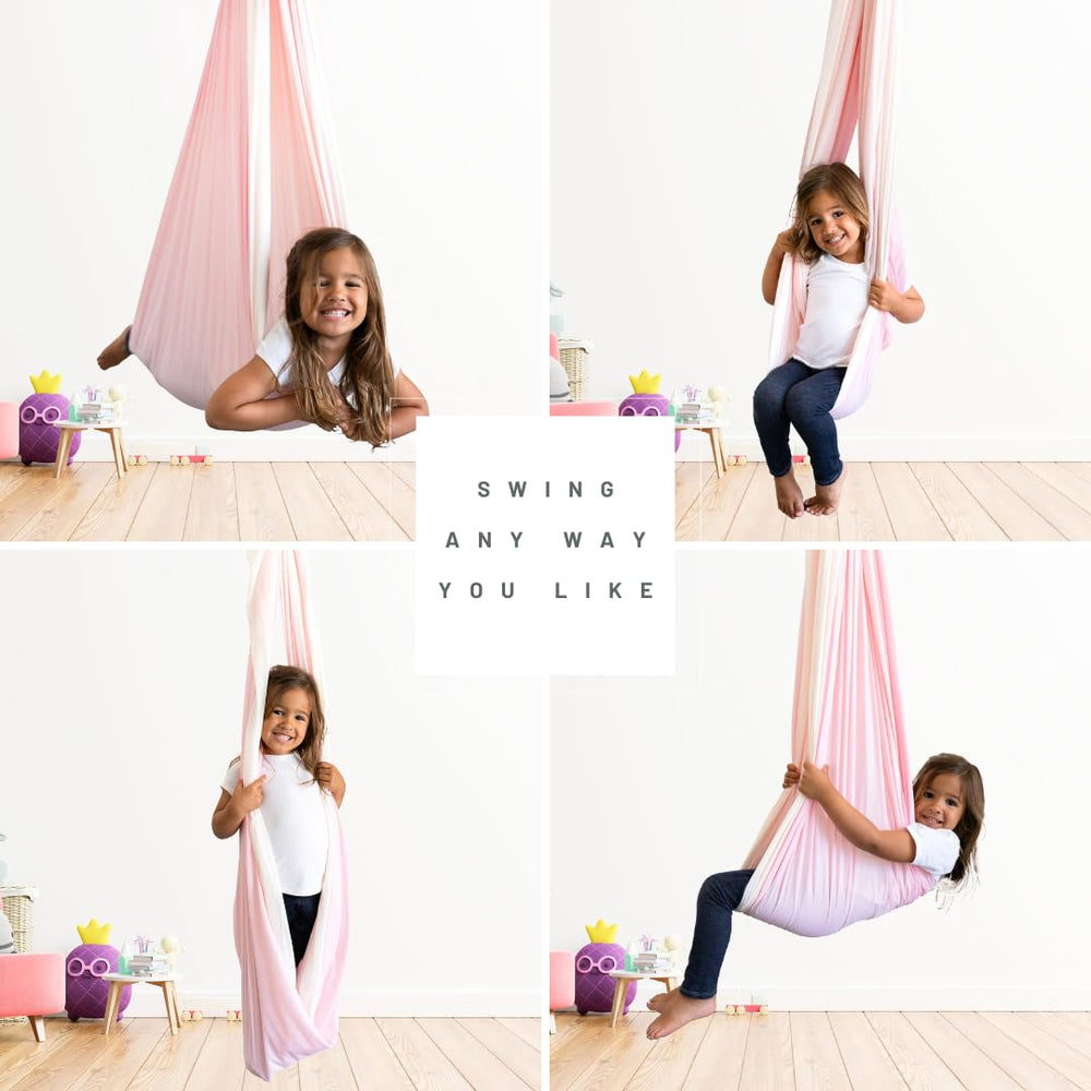 Inspire Innovations swing beside a chair to show scale and room placement benefits