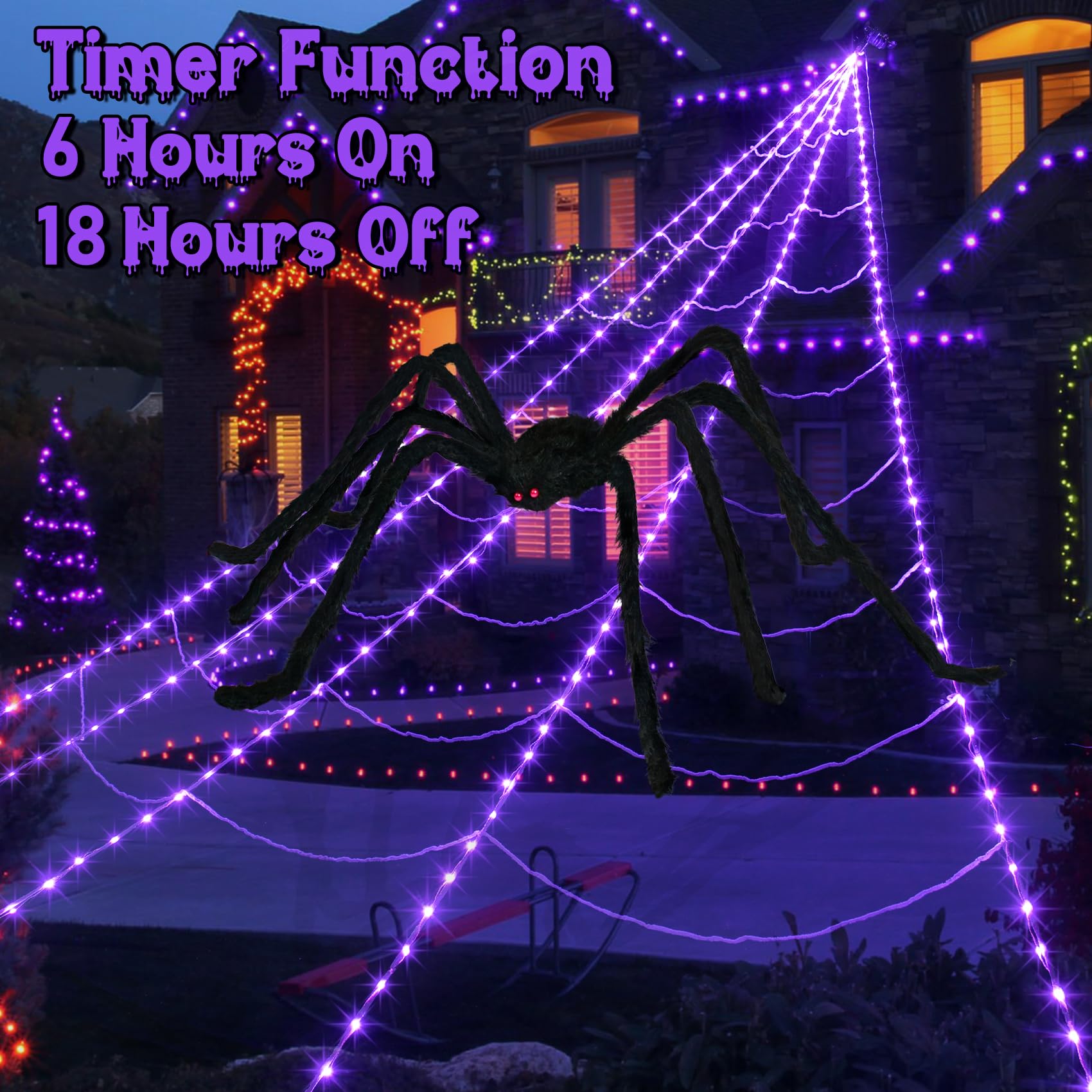 INST spider web installed on a tree demonstrating full-scale outdoor display