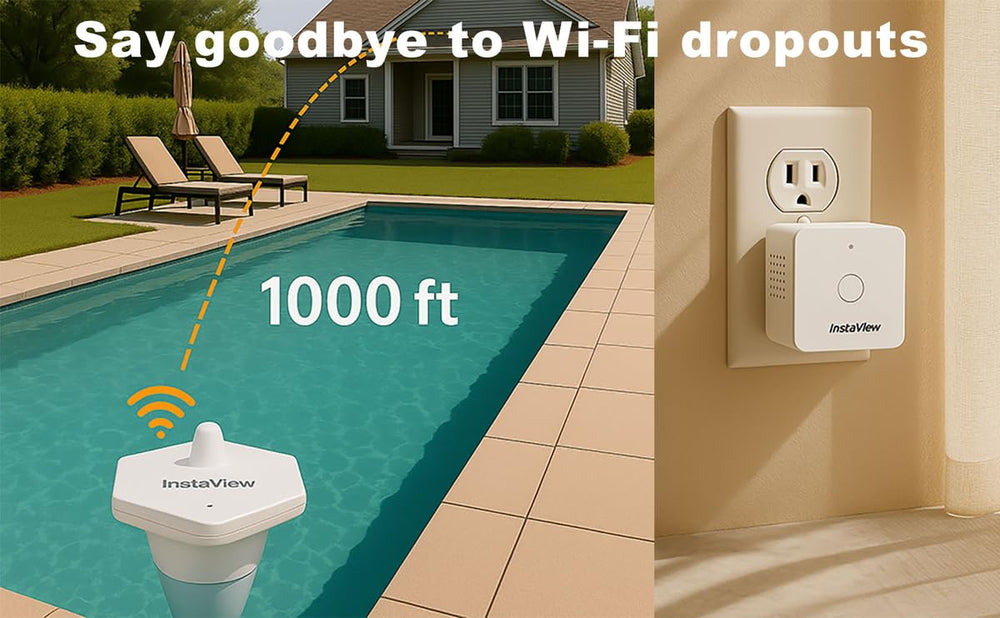 InstaView floating sensor on a pool surface for instant monitoring