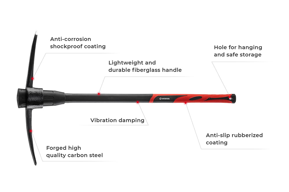 INTERTOOL handle close-up with textured rubber grip and shock absorption