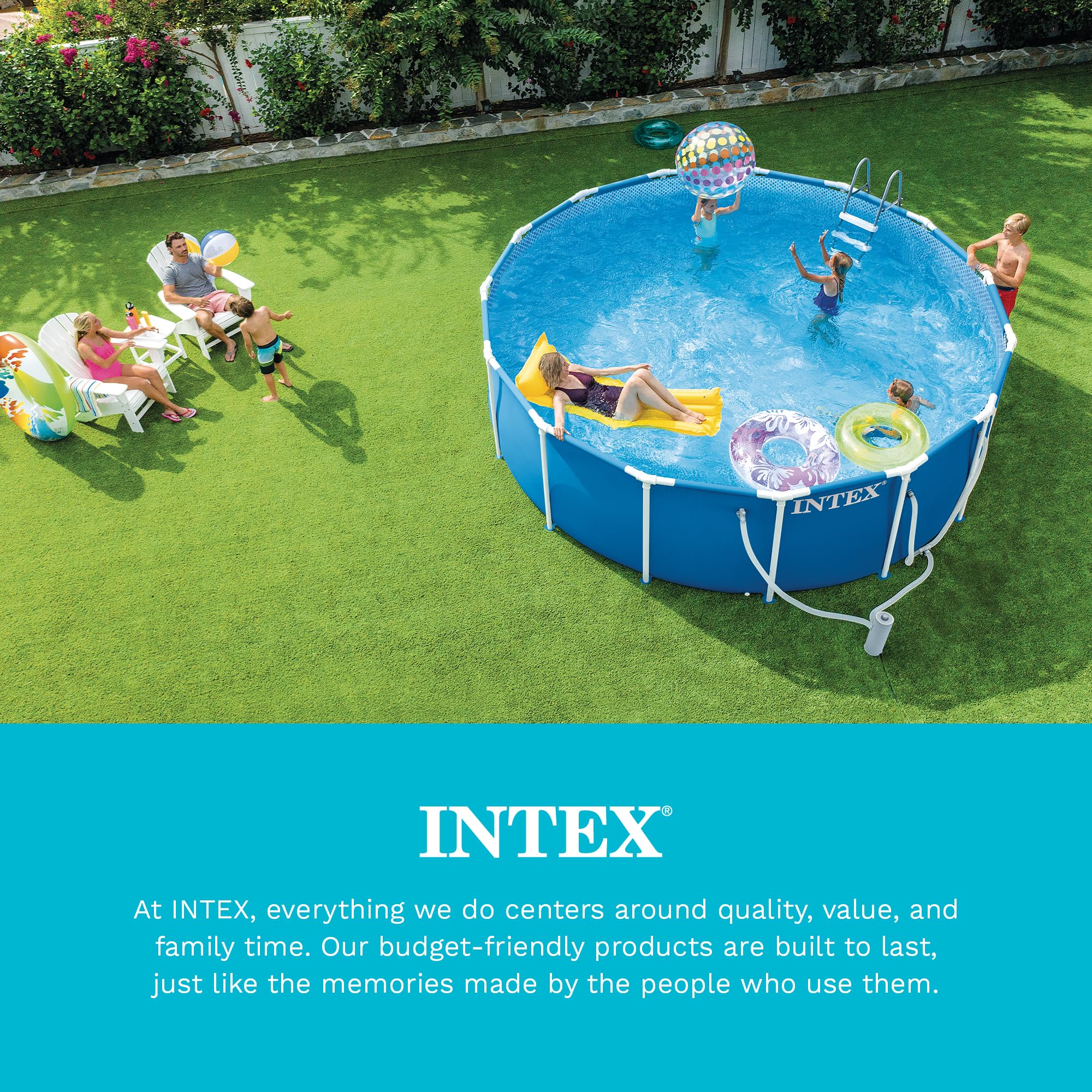 Intex folded cover in packaging for compact offseason storage benefit