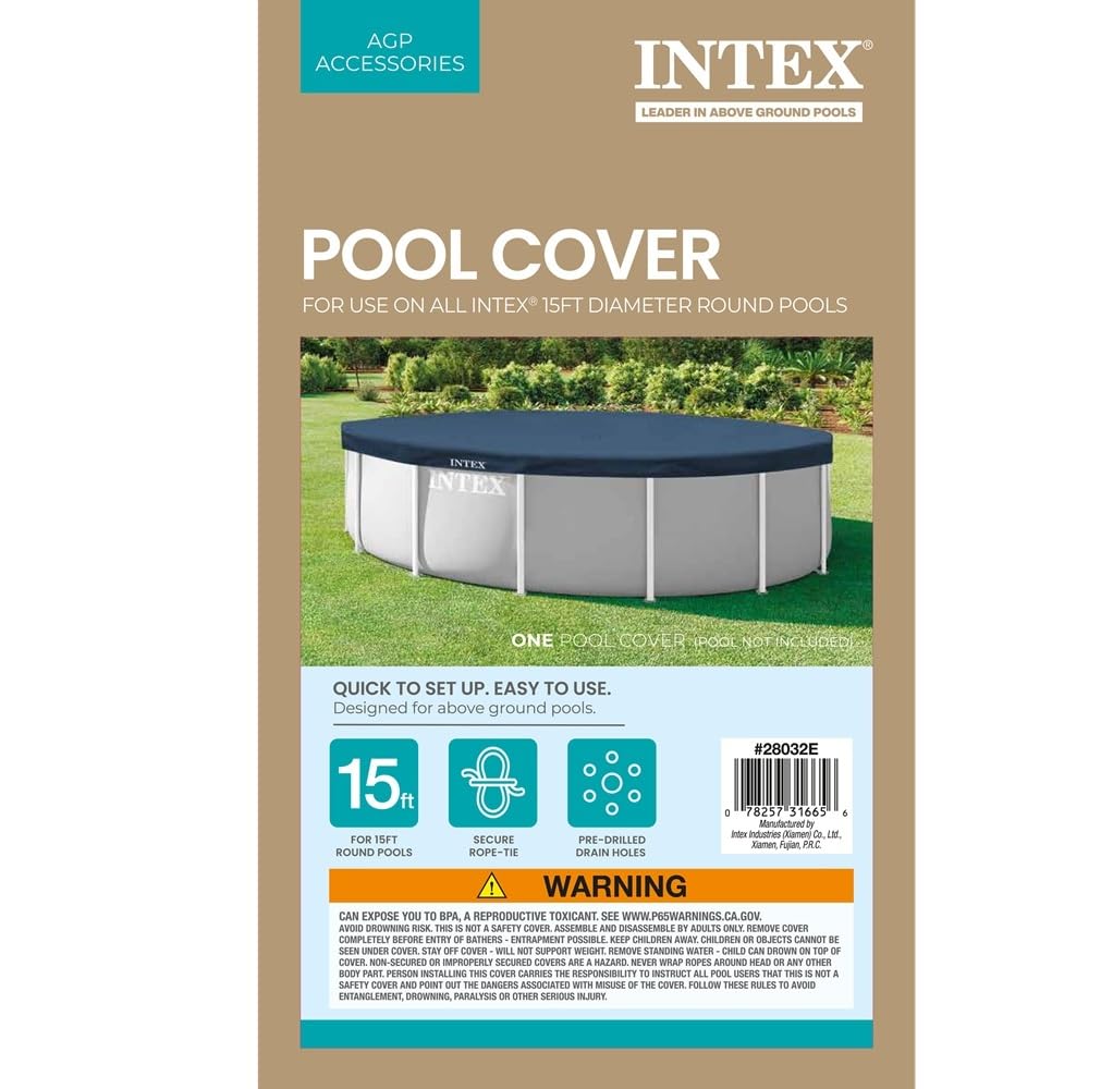 INTEX installed on backyard pool demonstrating debris protection and cleaner water
