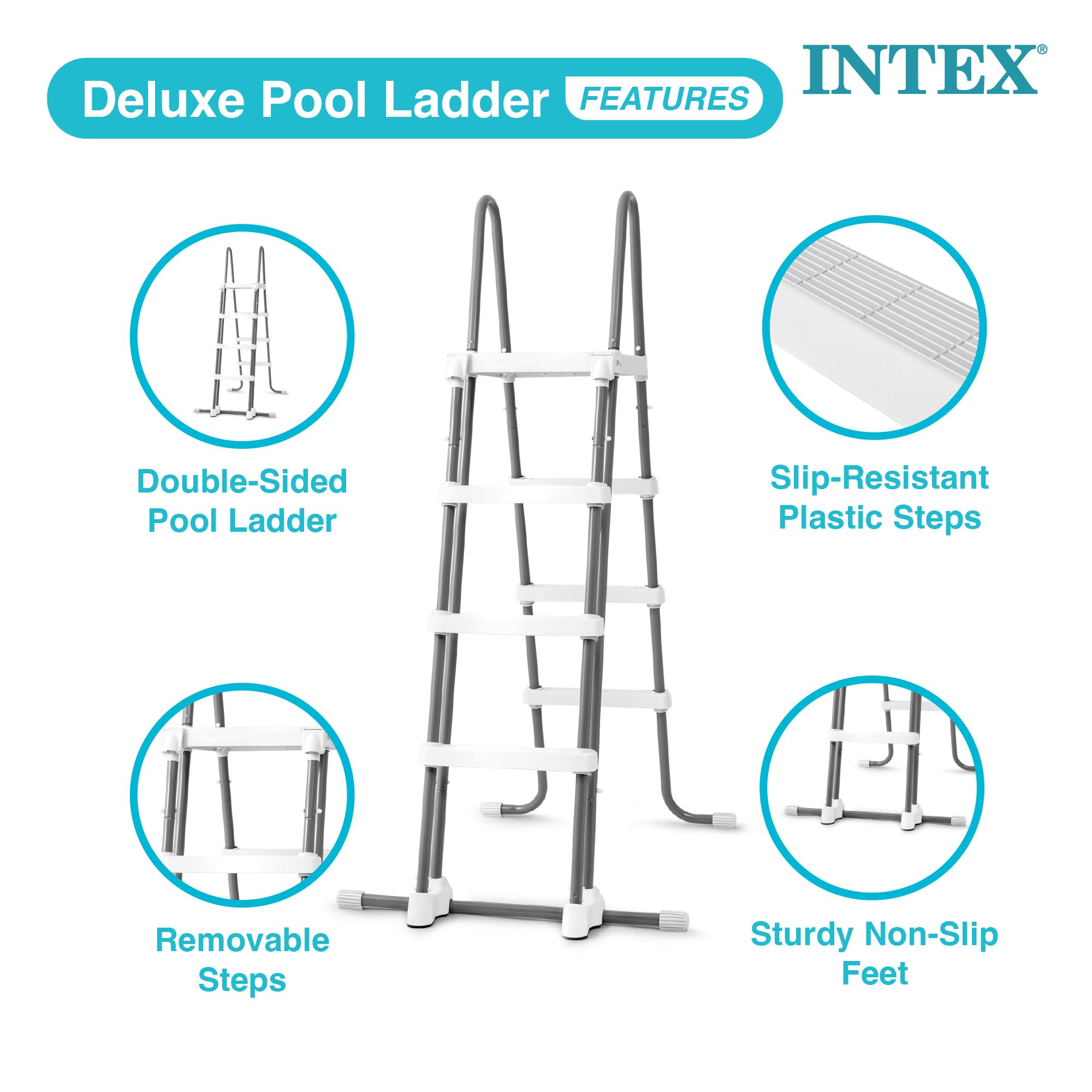 Intex 28076E installed in pool setting demonstrating secure access