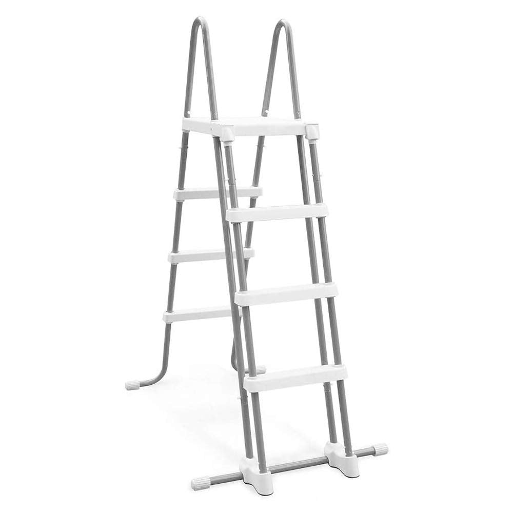 Intex 28076E beside patio chair illustrating ladder height and scale