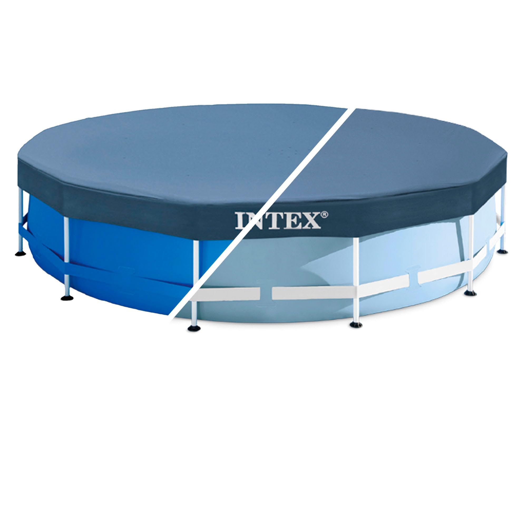 Intex cover in backyard setting demonstrating tidy pool protection