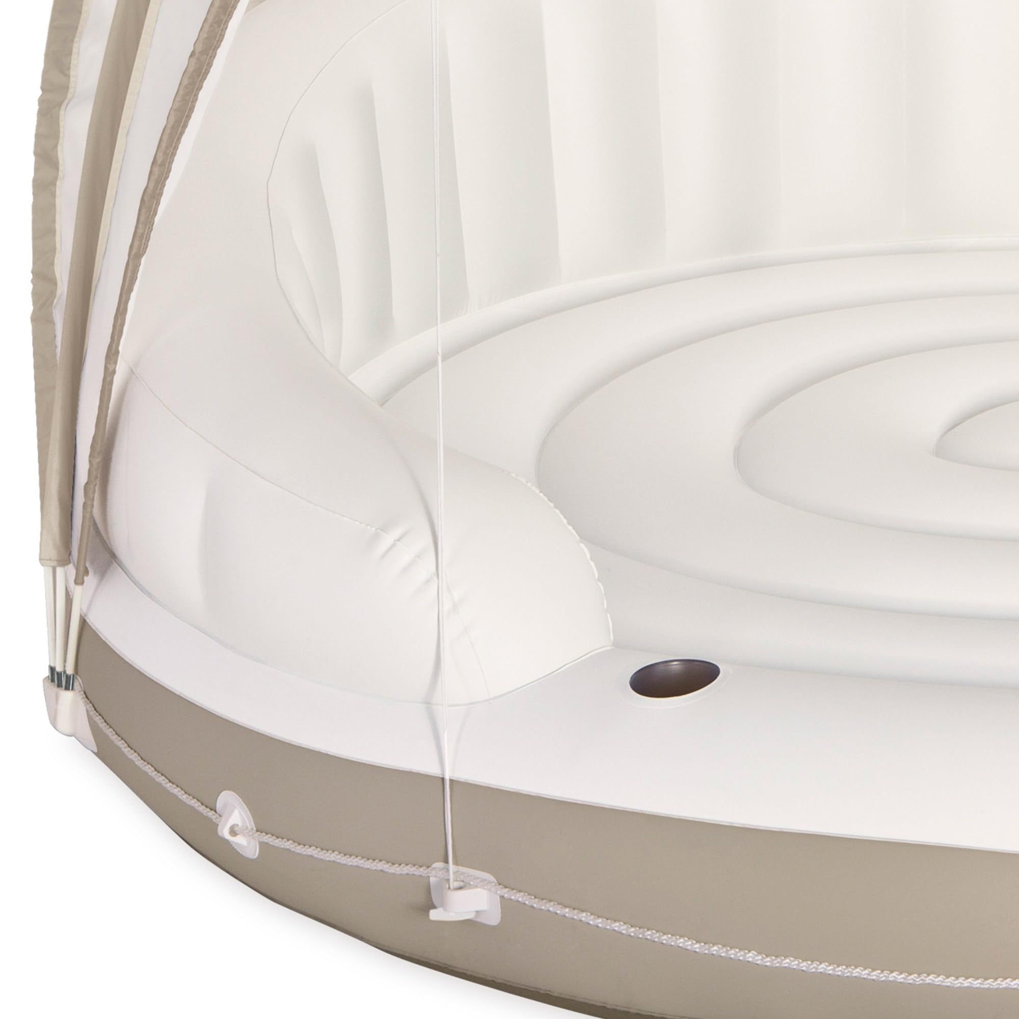 Intex canopy island scale with adult demonstrating size and capacity