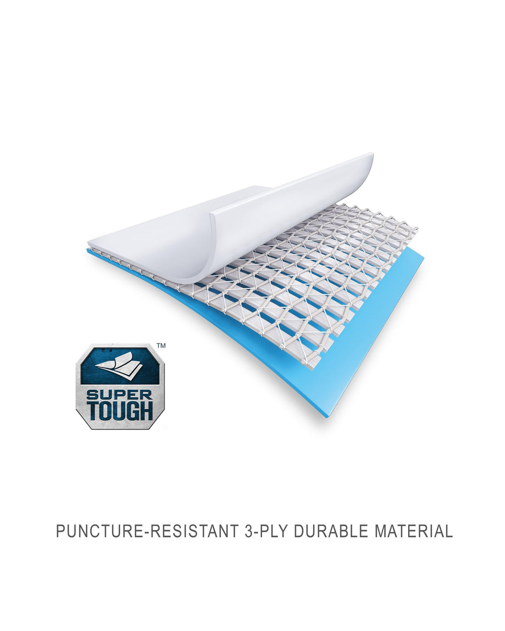 Intex 3-ply PVC texture close-up showing puncture resistance benefit