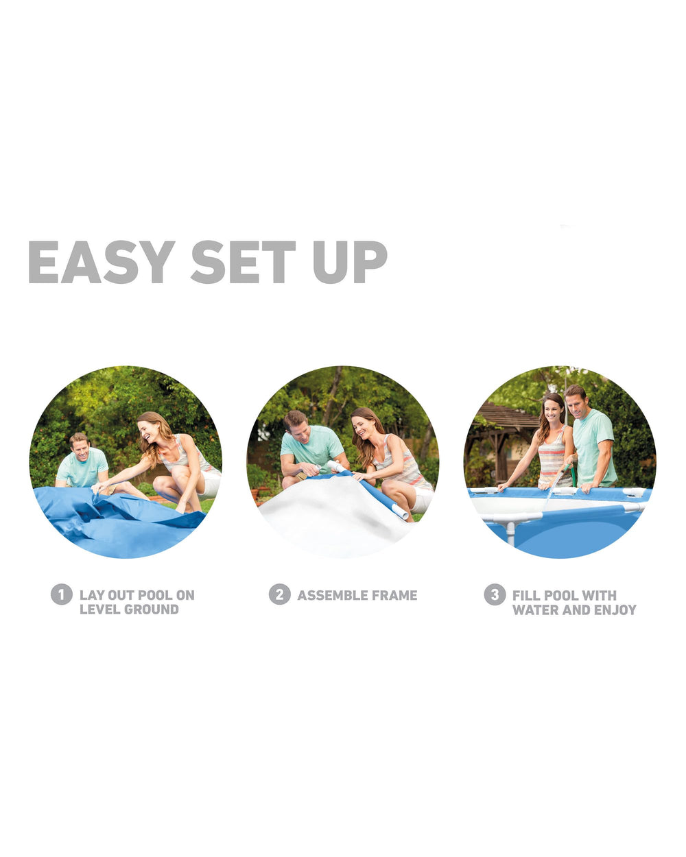 Intex boxed contents showing pool parts and easy-storage benefit