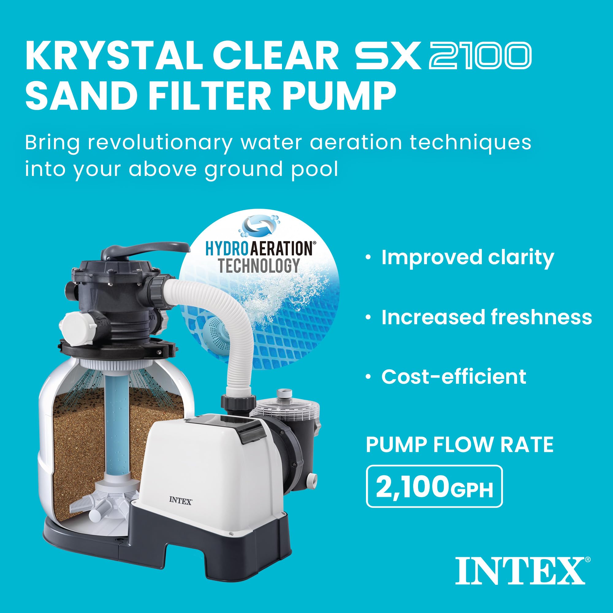 INTEX six-function control valve closeup for easy operation and maintenance