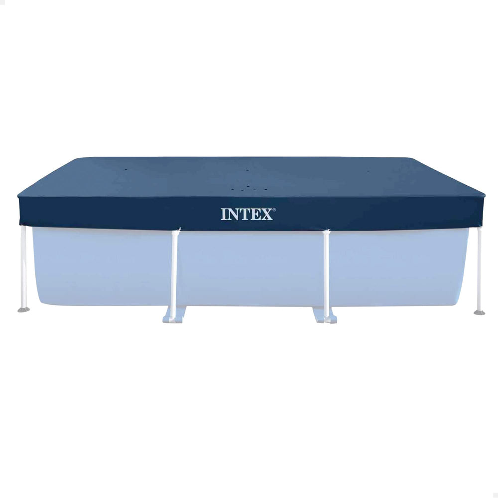 Intex cover fitted on pool protecting water from leaves and debris