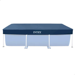 Intex cover fitted on pool protecting water from leaves and debris