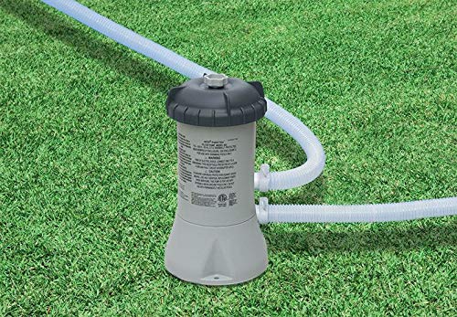Intex filter pump with hoses displayed showing cleaner circulating water