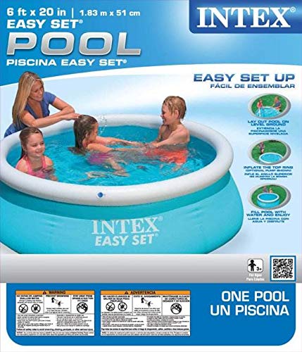 Intex Easy Set in backyard lifestyle scene showing family fun and convenience