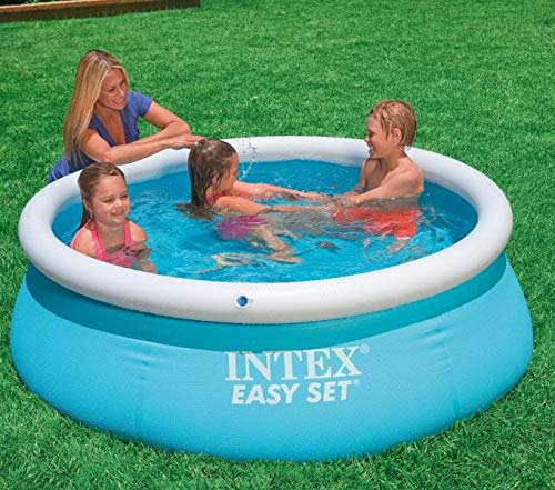 Intex Easy Set material closeup showing 3-ply vinyl and puncture resistance