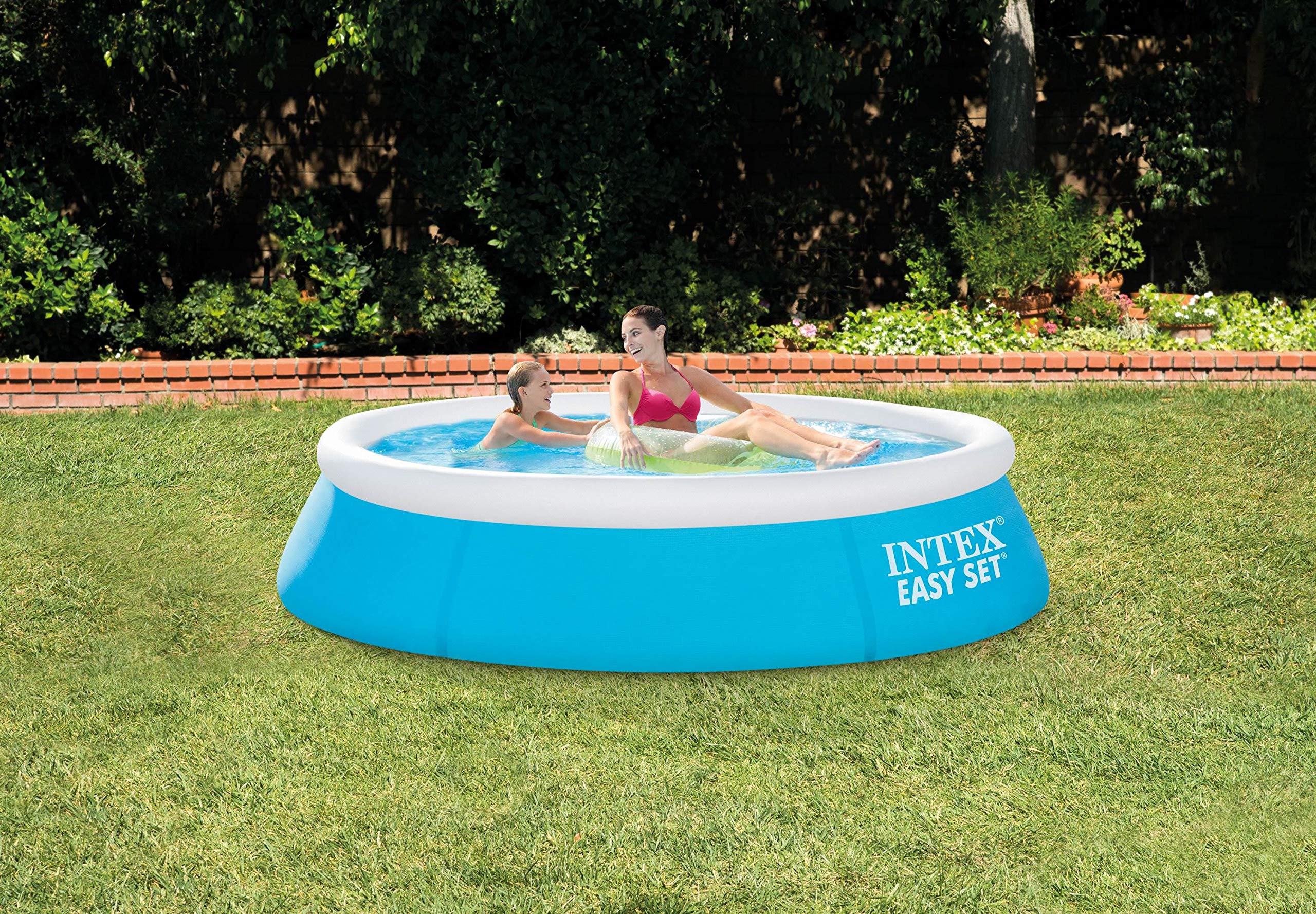 Intex Easy Set top ring closeup highlighting inflatable ring and fast inflation