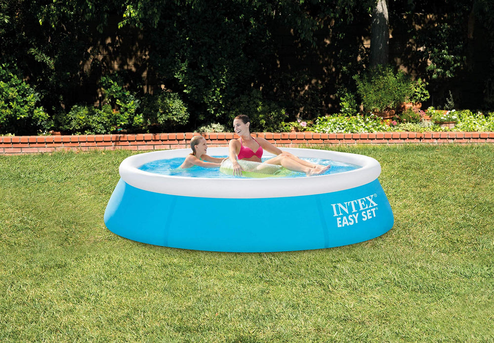 Intex Easy Set top ring closeup highlighting inflatable ring and fast inflation