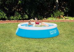 Intex Easy Set top ring closeup highlighting inflatable ring and fast inflation