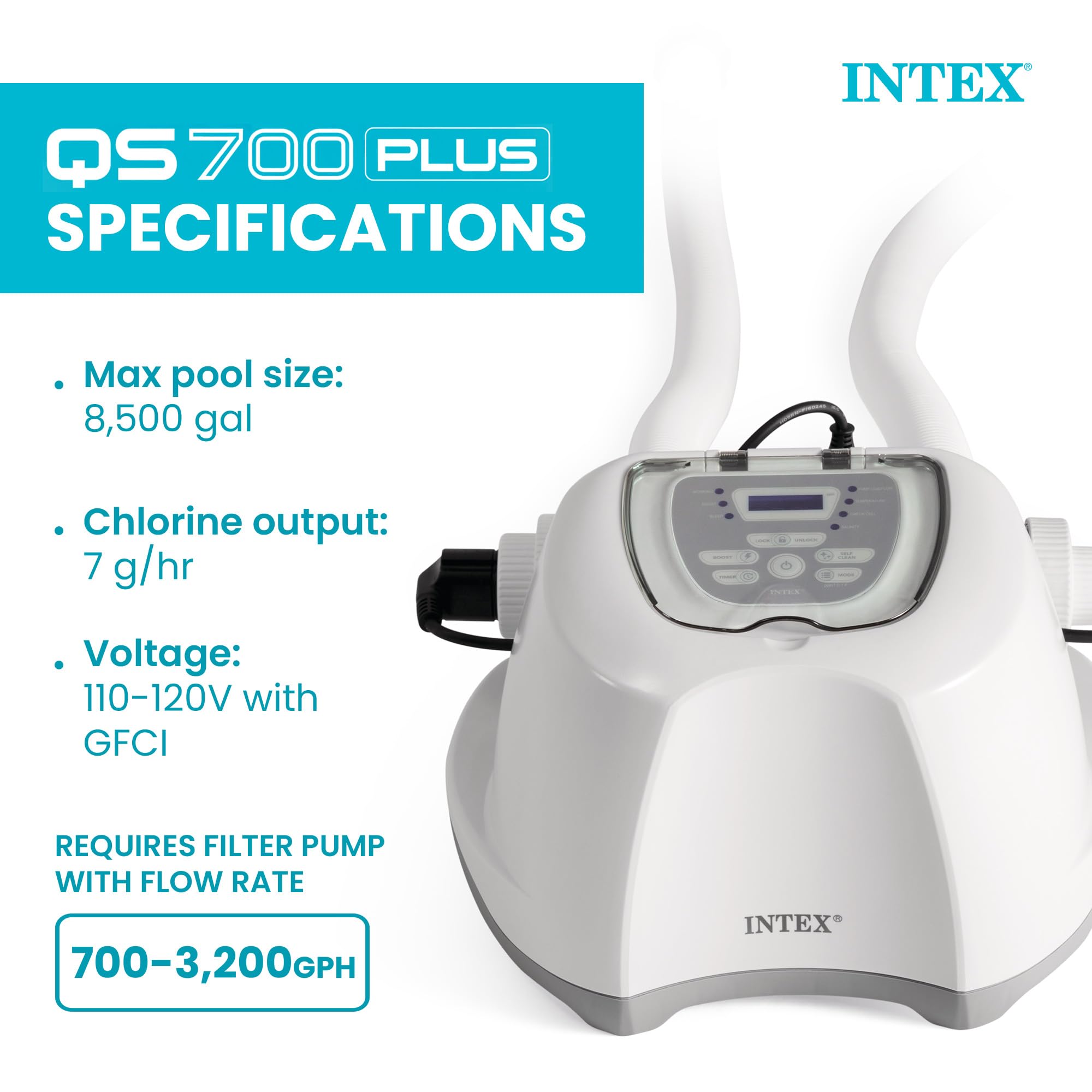 Intex Krystal Clear electrolytic cell detail showing durable construction benefit
